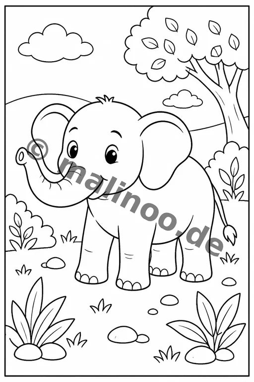 Elefanten Malbuch 20 Ausmalbilder PDF Download – Vorschaubild 1
