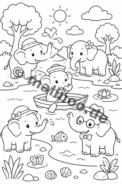 Elefanten Malbuch 20 Ausmalbilder PDF Download – Vorschaubild 2