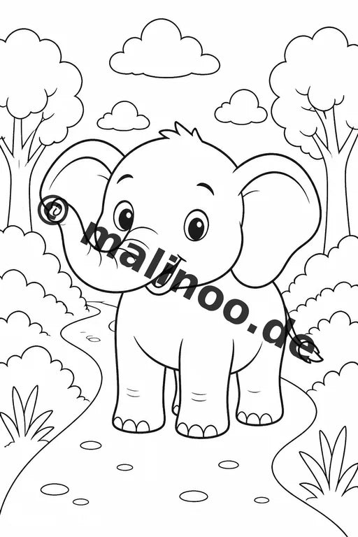 Elefanten Malbuch 20 Ausmalbilder PDF Download digital – Vorschaubild 2