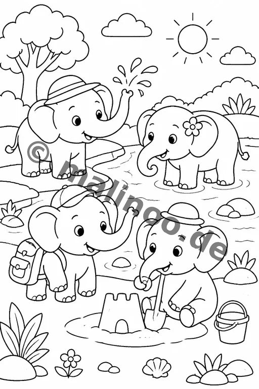 Elefanten Malbuch 20 Ausmalbilder PDF Download – Vorschaubild 2