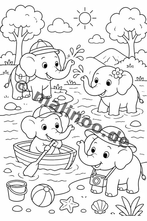 Elefanten Malbuch 20 Ausmalbilder PDF Download – Vorschaubild 2