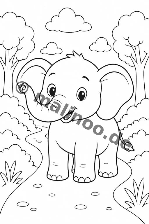 Elefanten Malbuch 20 Ausmalbilder PDF Download – Vorschaubild 3