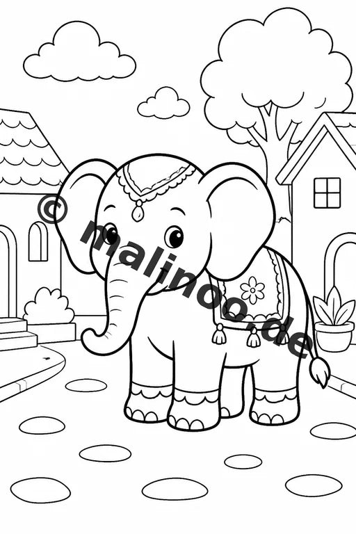 Elefanten Malbuch 20 Ausmalbilder PDF Download digital – Vorschaubild 3