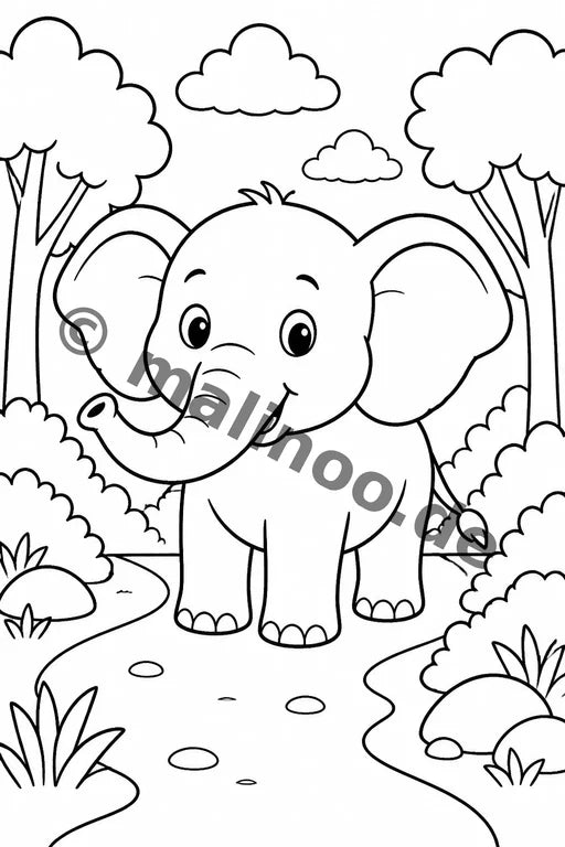 Elefanten Malbuch 20 Ausmalbilder PDF Download – Vorschaubild 3