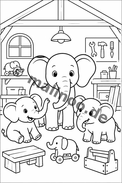 Elefanten Malbuch 20 Ausmalbilder PDF Download – Vorschaubild 4