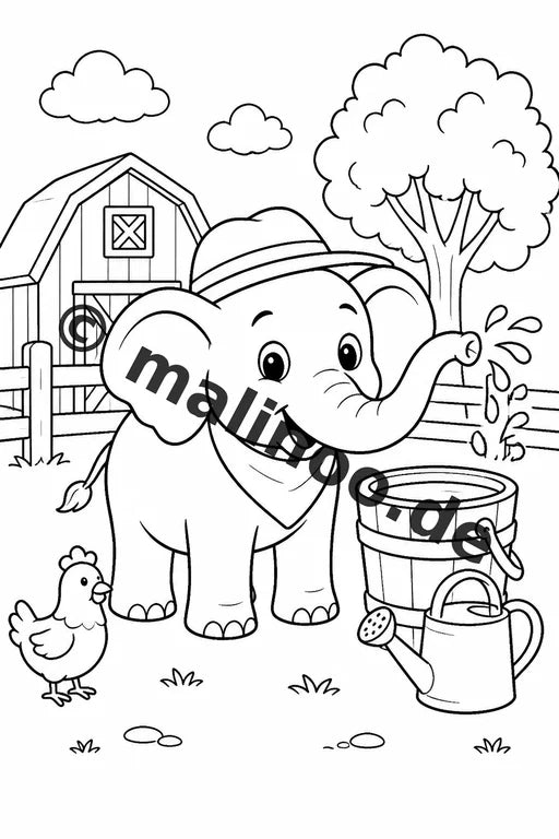 Elefanten Malbuch 20 Ausmalbilder PDF Download digital – Vorschaubild 4