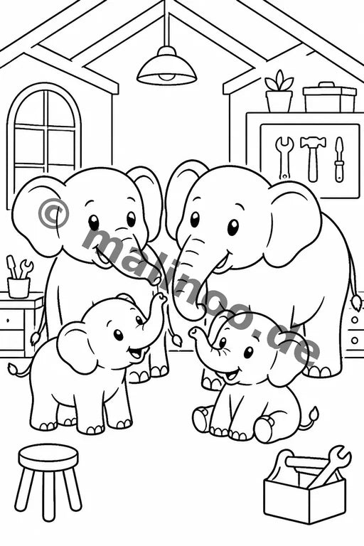 Elefanten Malbuch 20 Ausmalbilder PDF Download – Vorschaubild 4