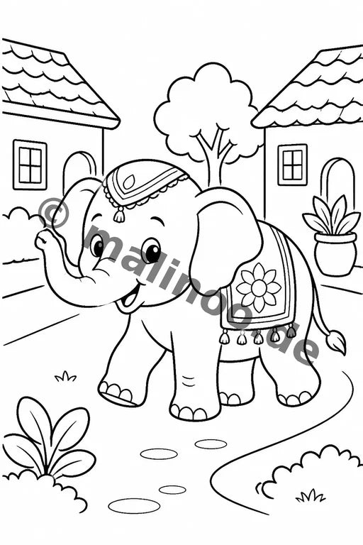 Elefanten Malbuch 20 Ausmalbilder PDF Download – Vorschaubild 5