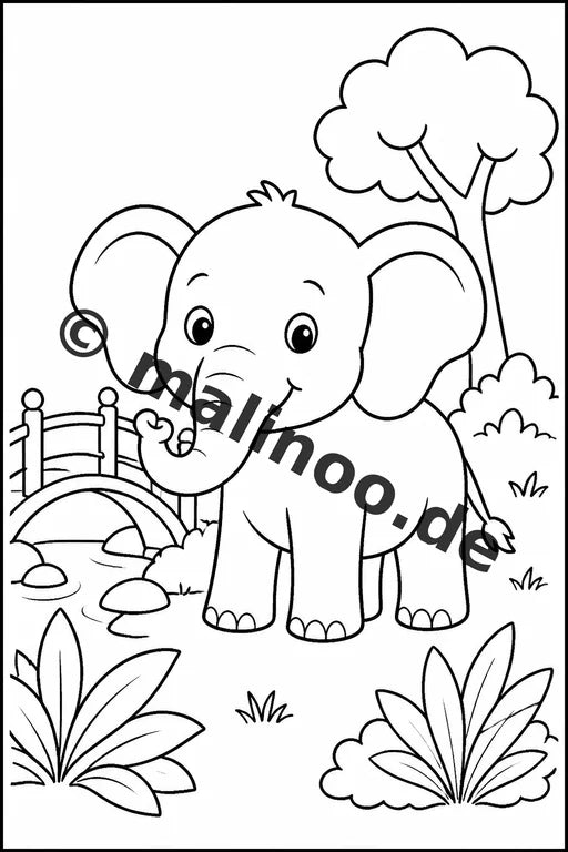 Elefanten Malbuch 20 Ausmalbilder PDF Download digital – Vorschaubild 5