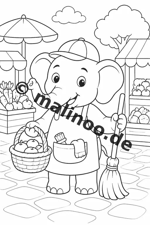 Elefanten Malbuch 20 Ausmalbilder gedruckt und gebunden – Vorschaubild 10
