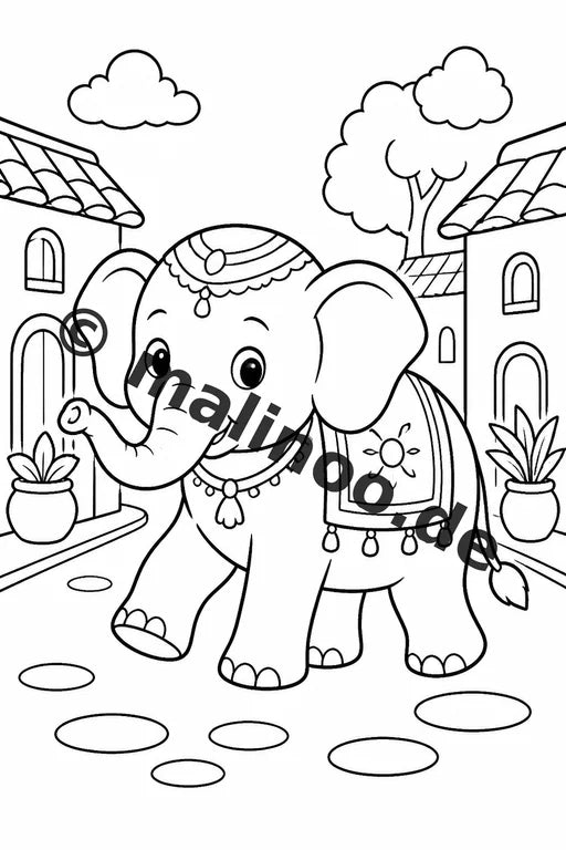 Elefanten Malbuch 20 Ausmalbilder gedruckt und gebunden – Vorschaubild 3