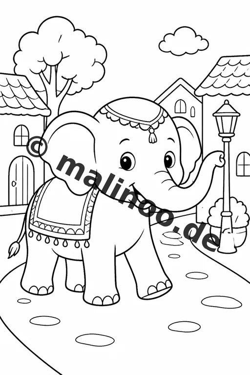 Elefanten Malbuch 20 Ausmalbilder gedruckt und gebunden – Vorschaubild 3