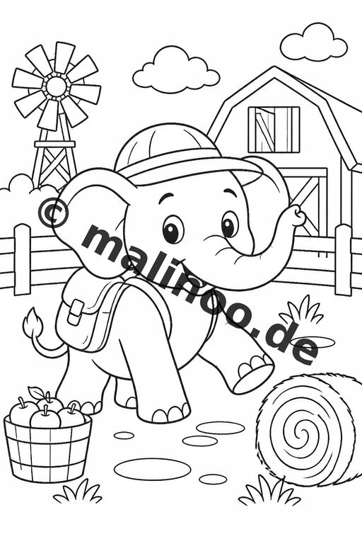 Elefanten Malbuch 20 Ausmalbilder gedruckt und gebunden – Vorschaubild 4