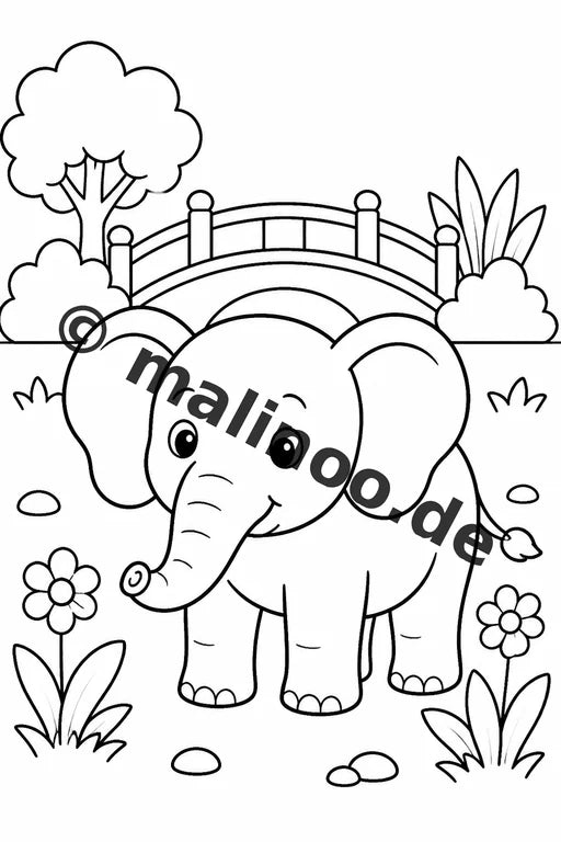 Elefanten Malbuch 20 Ausmalbilder gedruckt und gebunden – Vorschaubild 5