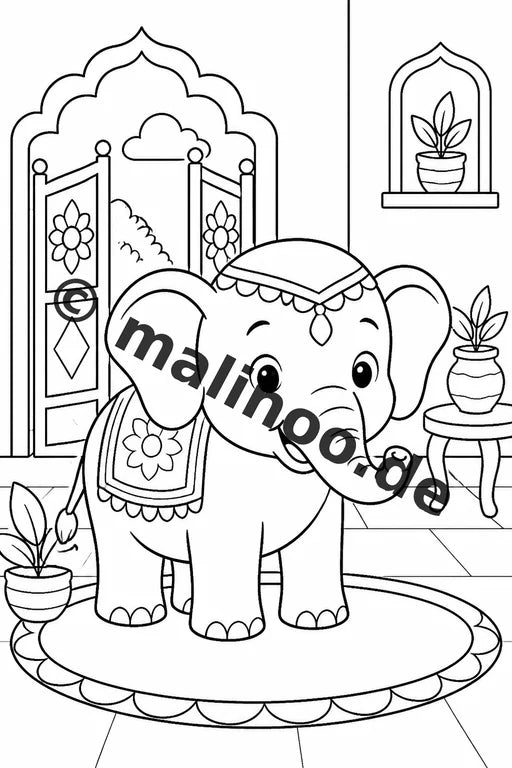Elefanten Malbuch 20 Ausmalbilder gedruckt und gebunden – Vorschaubild 9
