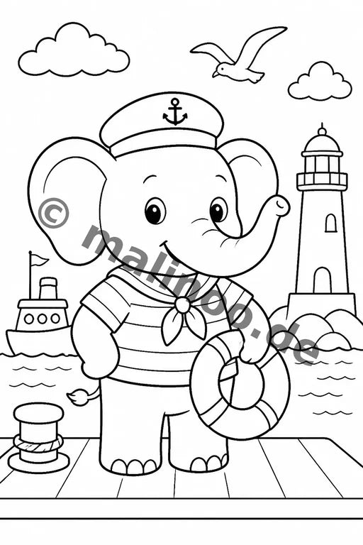 Elefanten Malbuch 20 Ausmalbilder gedruckt+lose – Vorschaubild 10