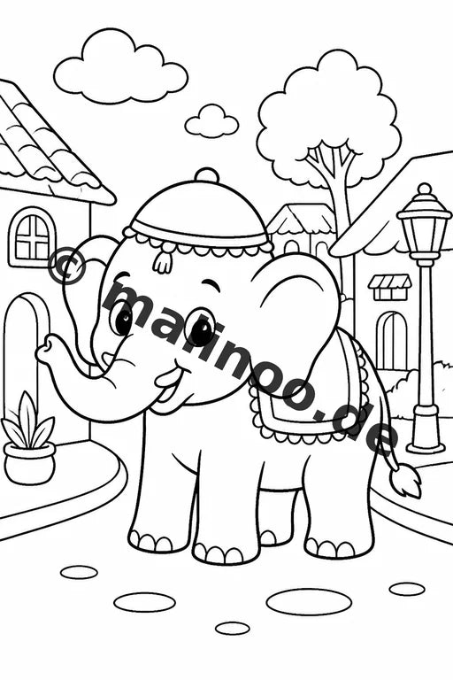 Elefanten Malbuch 20 Ausmalbilder gedruckt, ungebunden – Vorschaubild 3