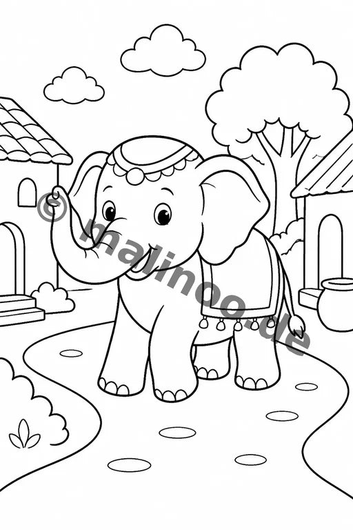Elefanten Malbuch 20 Ausmalbilder gedruckt+lose – Vorschaubild 5