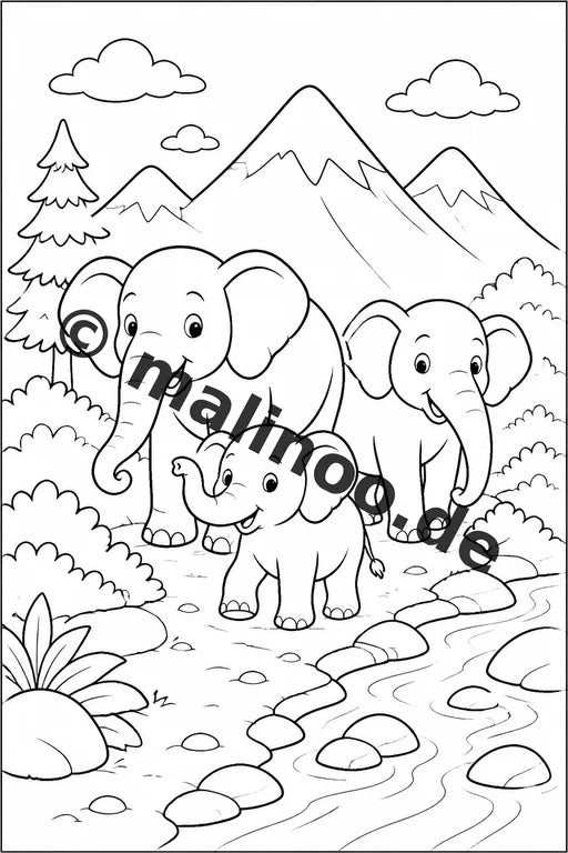 Elefanten Malbuch 20 Ausmalbilder gedruckt, ungebunden – Vorschaubild 6