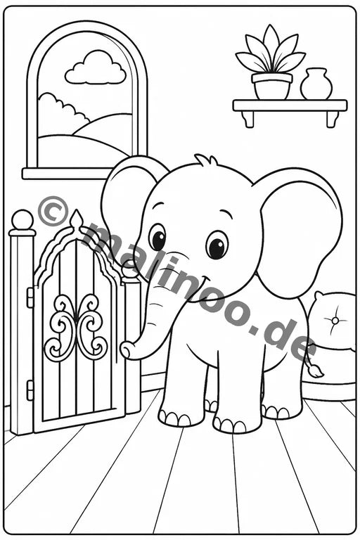 Elefanten Malbuch 20 Ausmalbilder gedruckt+lose – Vorschaubild 6