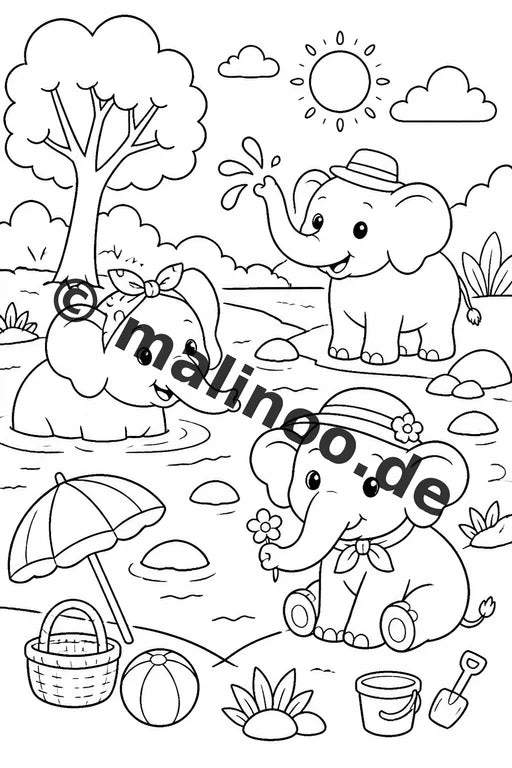 Elefanten Malbuch 20 Ausmalbilder gedruckt, ungebunden – Vorschaubild 7