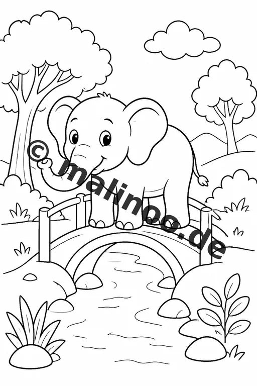 Elefanten Malbuch 20 Ausmalbilder gedruckt, ungebunden – Vorschaubild 8