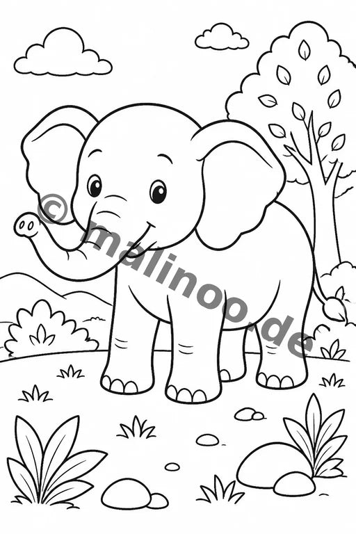 Elefanten Malbuch 50 Ausmalbilder PDF Download – Vorschaubild 1