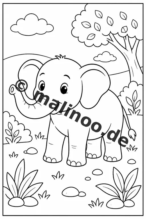 Elefanten Malbuch 50 Ausmalbilder PDF Download digital – Vorschaubild 1