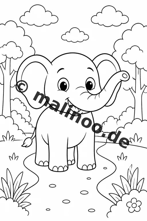 Elefanten Malbuch 50 Ausmalbilder PDF Download digital – Vorschaubild 2