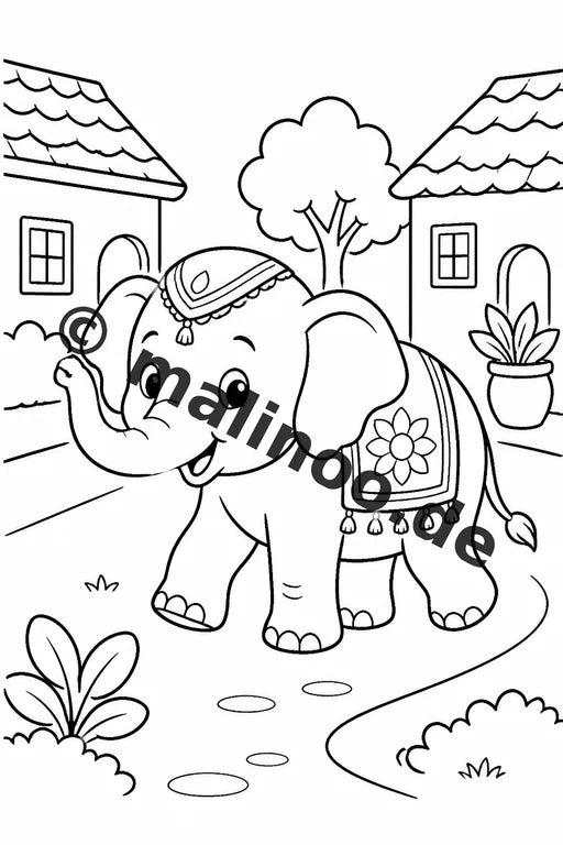 Elefanten Malbuch 50 Ausmalbilder PDF Download digital – Vorschaubild 3