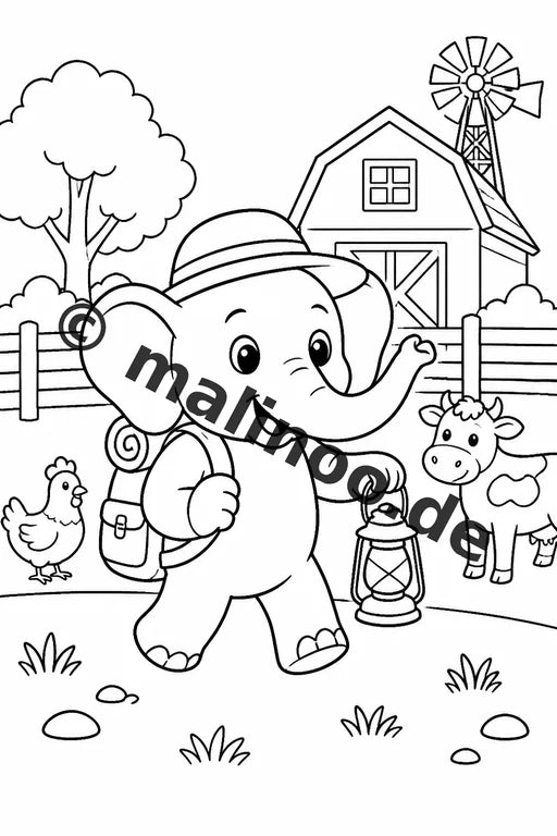 Elefanten Malbuch 50 Ausmalbilder PDF Download digital – Vorschaubild 4