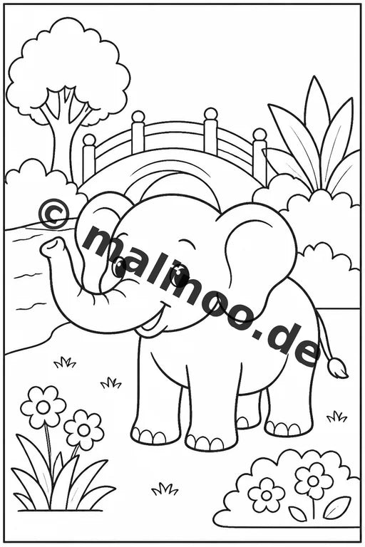 Elefanten Malbuch 50 Ausmalbilder PDF Download digital – Vorschaubild 5