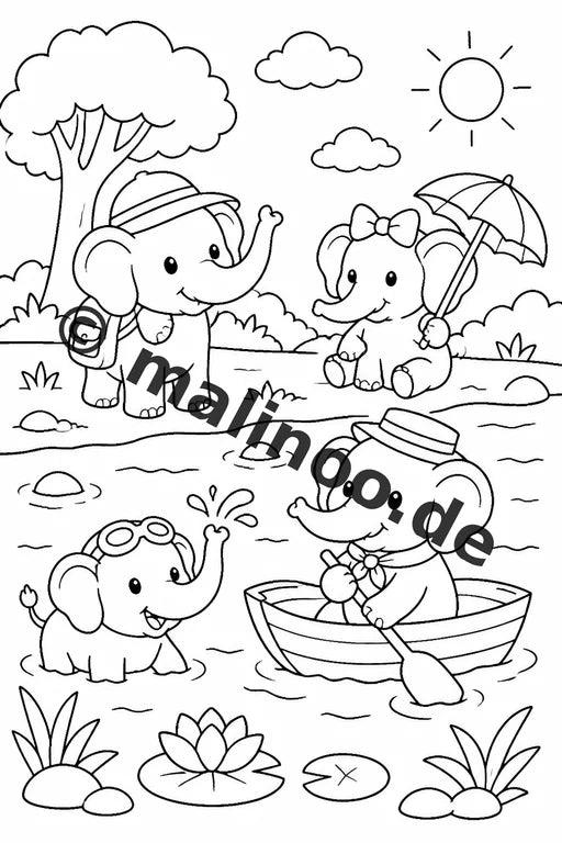 Elefanten Malbuch 50 Ausmalbilder gedruckt und gebunden – Vorschaubild 7
