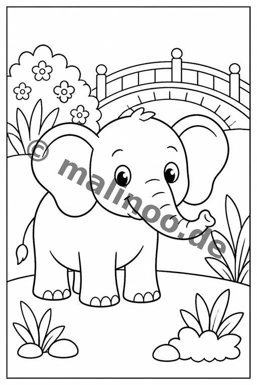 Elefanten Malbuch 50 Ausmalbilder gedruckt+gebunden – Vorschaubild 9