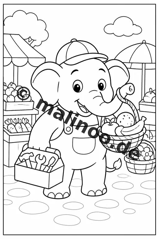 Elefanten Malbuch 50 Ausmalbilder gedruckt, ungebunden – Vorschaubild 10