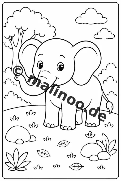 Elefanten Malbuch 50 Ausmalbilder gedruckt, ungebunden – Vorschaubild 1