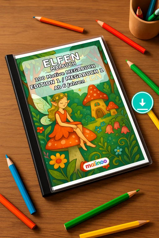 Elfen Malbuch 100 Ausmalbilder PDF Download – Mockup-Ansicht