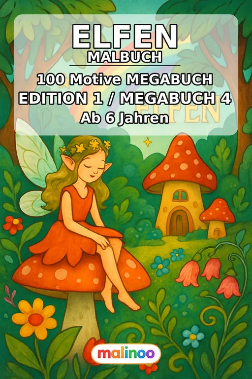 Elfen Malbuch 100 Ausmalbilder gedruckt+gebunden – Cover