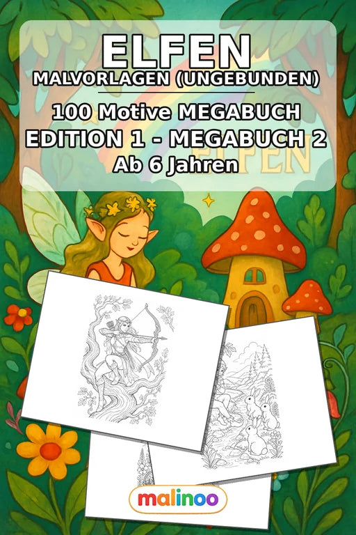 Elfen Malbuch 100 Ausmalbilder gedruckt+lose – Cover