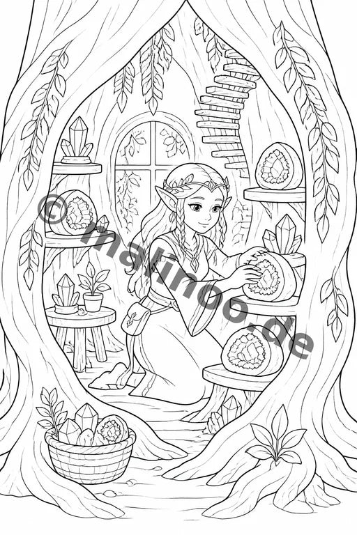 Elfen Malbuch 20 Ausmalbilder PDF Download – Vorschaubild 3