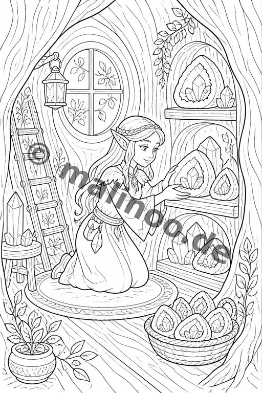 Elfen Malbuch 20 Ausmalbilder PDF Download – Vorschaubild 3