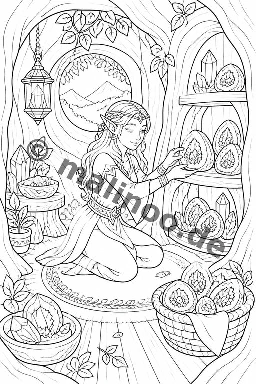 Elfen Malbuch 20 Ausmalbilder PDF Download – Vorschaubild 3