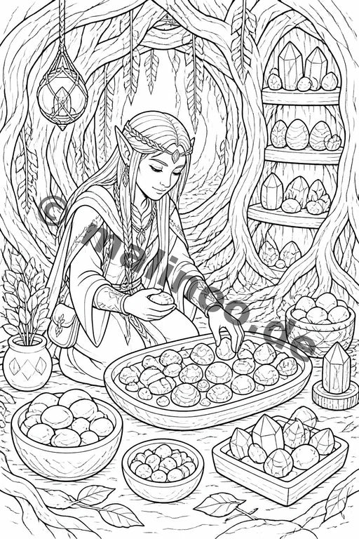 Elfen Malbuch 20 Ausmalbilder PDF Download – Vorschaubild 5