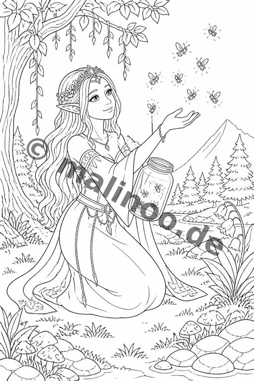 Elfen Malbuch 20 Ausmalbilder gedruckt+gebunden – Vorschaubild 6