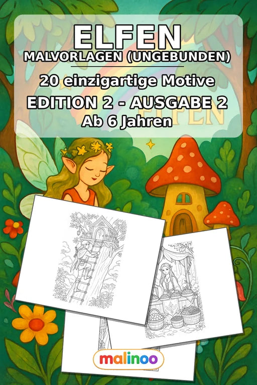 Elfen Malbuch 20 Ausmalbilder gedruckt+lose – Cover
