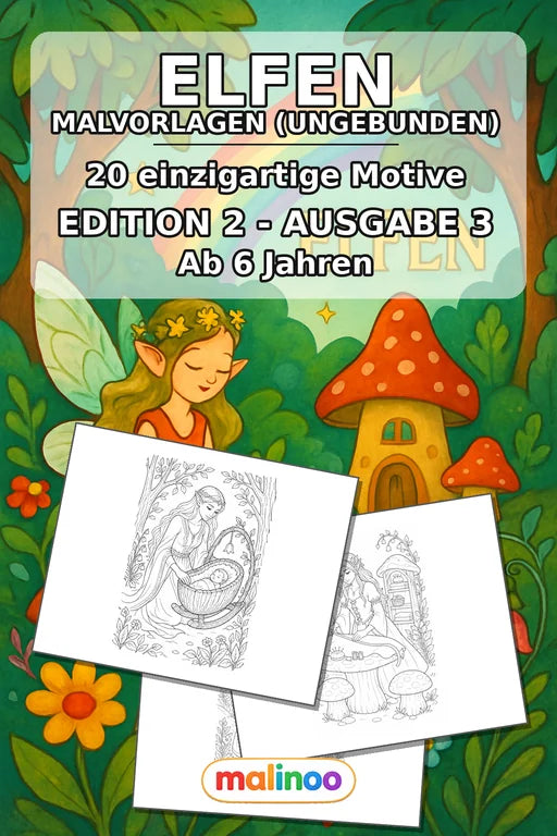 Elfen Malbuch 20 Ausmalbilder gedruckt+lose – Cover