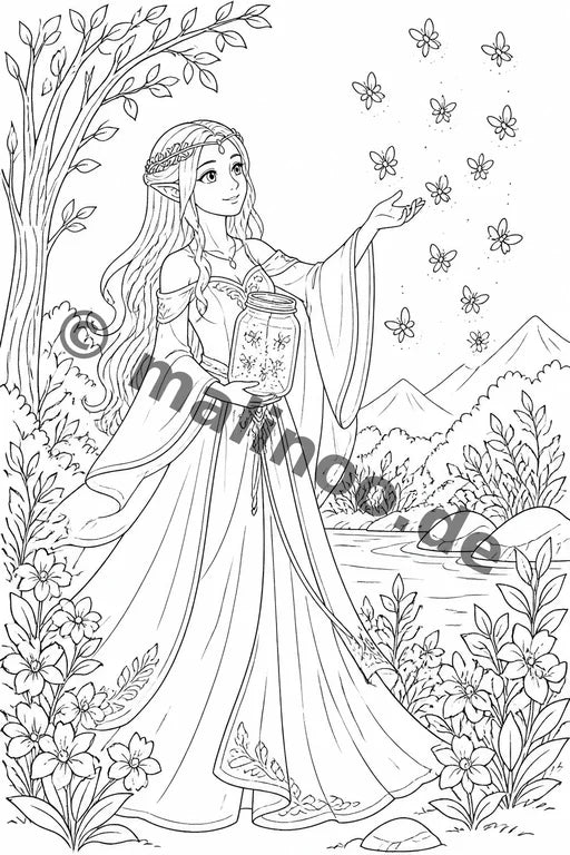 Elfen Malbuch 20 Ausmalbilder gedruckt+lose – Vorschaubild 6