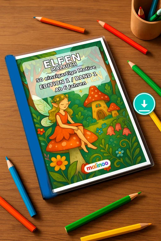 Elfen Malbuch 50 Ausmalbilder PDF Download – Mockup-Ansicht