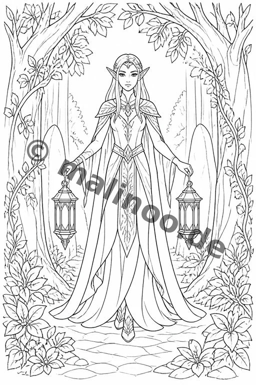 Elfen Malbuch 50 Ausmalbilder gedruckt+gebunden – Vorschaubild 10