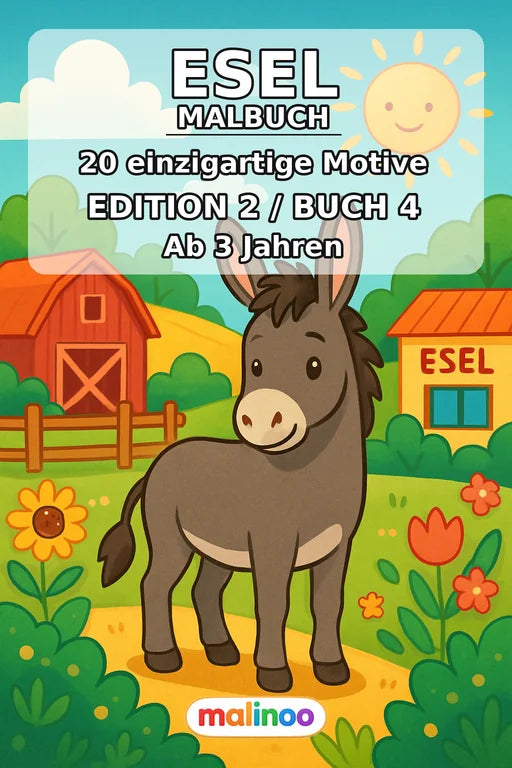 Esel Malbuch 20 Ausmalbilder PDF Download – Cover